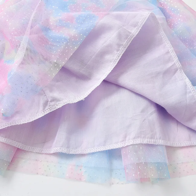 VIKITA Mädchen Schmetterling Kleider Kinder Pailletten Kostüme Kinder Flare Hülse Vestidos Kleinkind Bunte Kleid Sommer Kleidung 220426