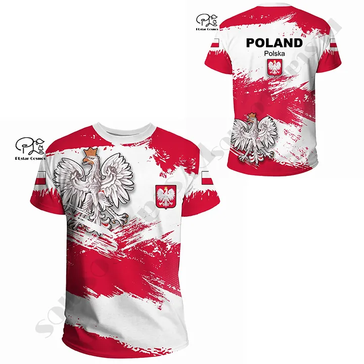 Plstar Cosmos 3dprint country sinalizador nacional cultura nacional Polônia harajuku streetwear nativo unissex engraçado t camisetas de manga curta 2220623