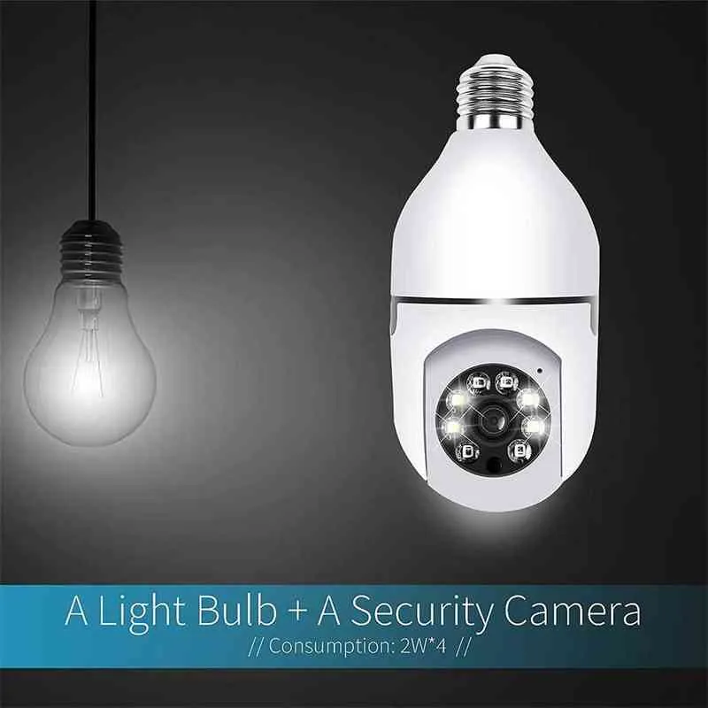 Ycc365 Plus security Wifi Camera Rotate Auto Tracking Panoramic Light Bulb Wireless Surveillance Color Night Vision Remote View AA220315