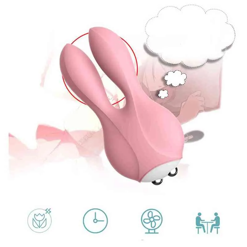 Nxy vibradores choque elétrico pequeno coelho bonito dois cabeças de silicone saltando ovo vibrador 0406