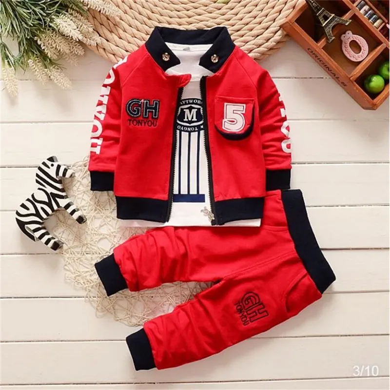 Baby boys clothes sets spring autumn born fashion cotton coats+tops+pants tracksuits for bebe toddler casual 220326