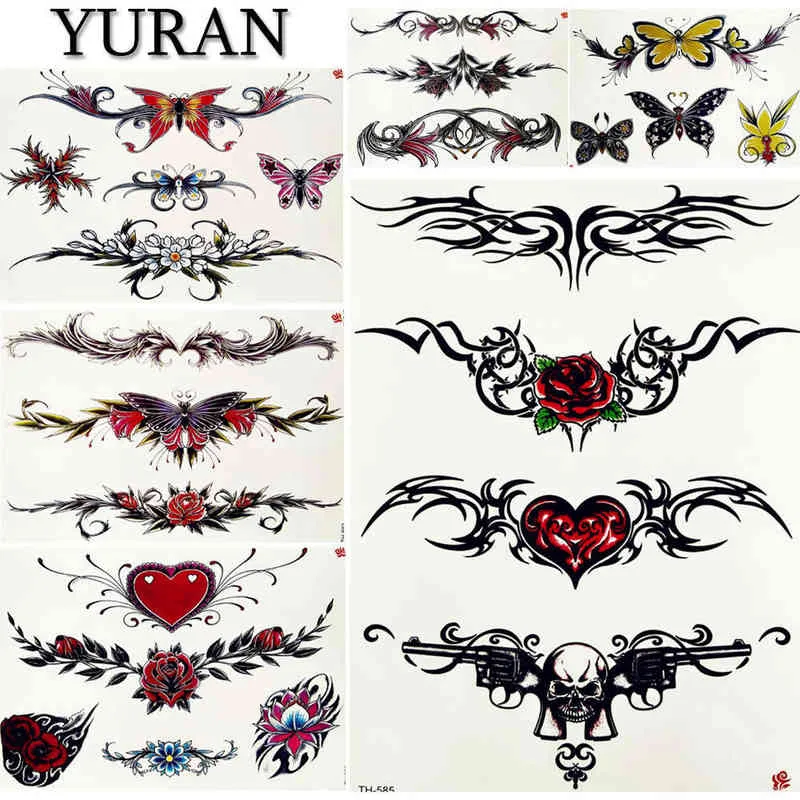 NXY Tijdelijke Tattoo Meisjes Armband Chains Rose Stickers Butterfly Body Arm Totem Pols Sexy Zwart Nep Tatoos 0330