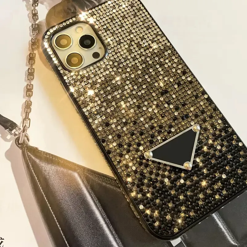 Diamond Cell Cosphone Case Luksusowe projektowanie telefonów na iPhone 13 12 11 Pro Promax XR X/Xs 7/8 Plus Proces P Chroń Shell Kryształ