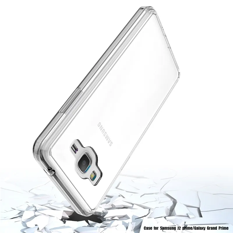 Transparent TPU / PC -fodral för Samsung Galaxy J2 Prime / Grand G5308 Scratch Resistant stötsäker täckning Luftkudde telefonpåse
