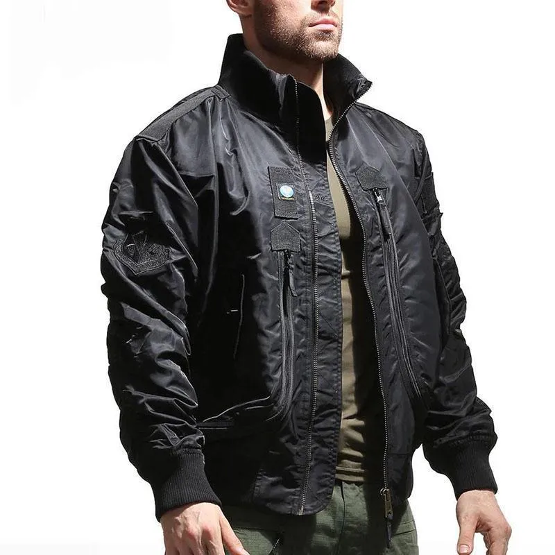 Cool Exército Tactical Stand Collar Flight Men's Jacket Jean Winter Bomber Combat 220813