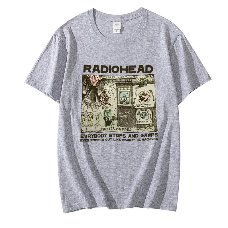 Radiohead Vintage 2000 T Shirt Hip Hop Rock Band Unisex Music Album Drukuj Tshirts Mens krótki rękaw Oneck Teks koszulka 220610