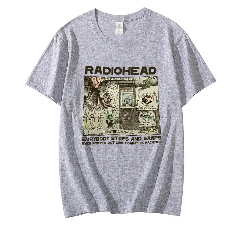 Radiohead Vintage 2000 T Shirt Hip Hop Rock Band Unisex Music Album Print Tshirts Mens Short Sleeve Oneck Cotton Tee Shirt 220610