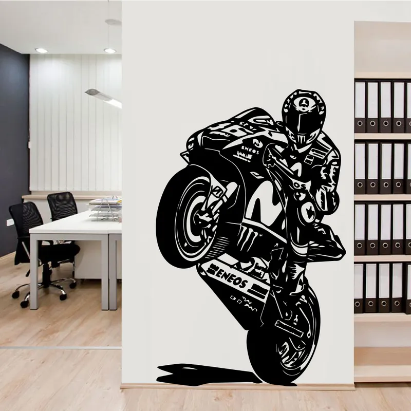 Hjälmmotor racingförare Motorcykelväggklistermärken finns i flera färger Sticke för pojkar sovrum heminredning dekorationer 220607