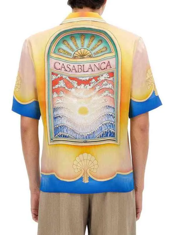 Casablanca Nouveaux Reves Chemise en soie Designer Retro Fantasy Imprimé Lettres Chemises à manches courtes de haute qualité