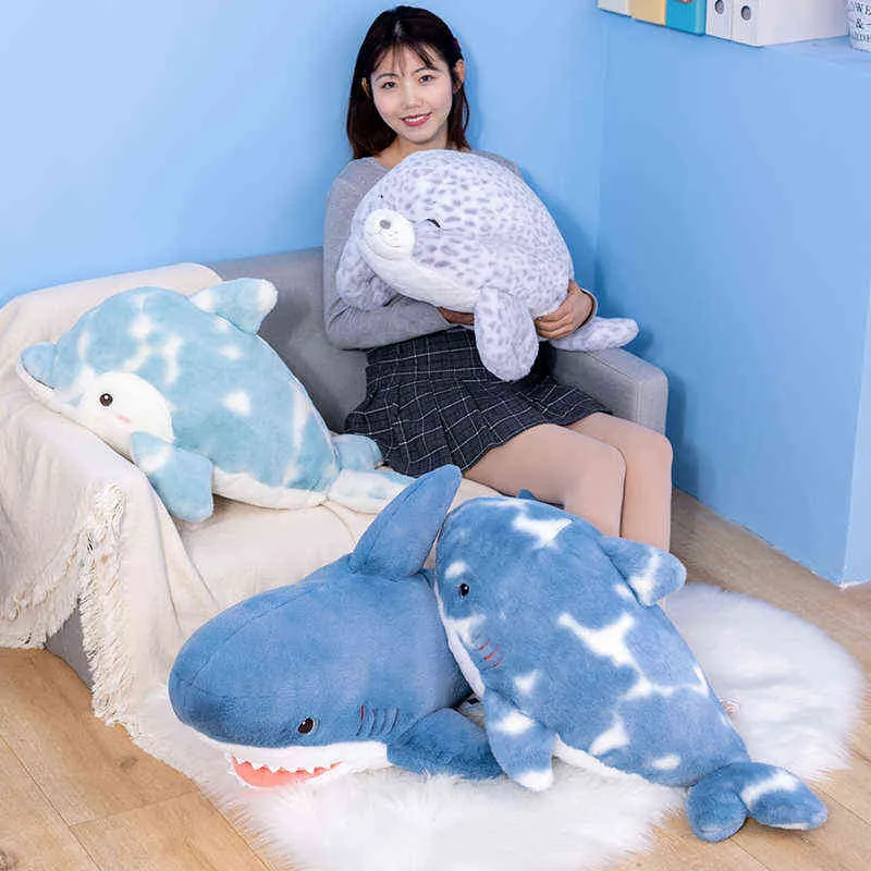 Kawaii Dolphin Shark Seal Seam Lion Plush Toy Beautiful Fucked Mife Animal Pillow Куклы для детей Спящие подарок J220704