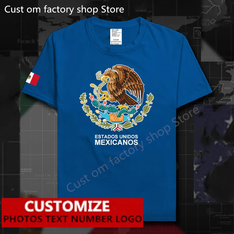 Meksika bayrağı tişört ücretsiz özel forma diy adı numarası 100 pamuk tişörtler erkekler kadınlar gevşek gündelik tişört 220616