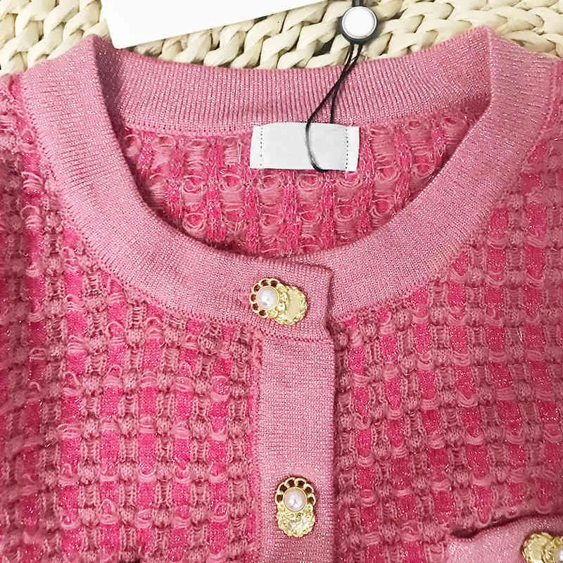Женские свитеры дизайнер розовый маленький аромат жемчужный шерсти женский весенний и осень -одежда
