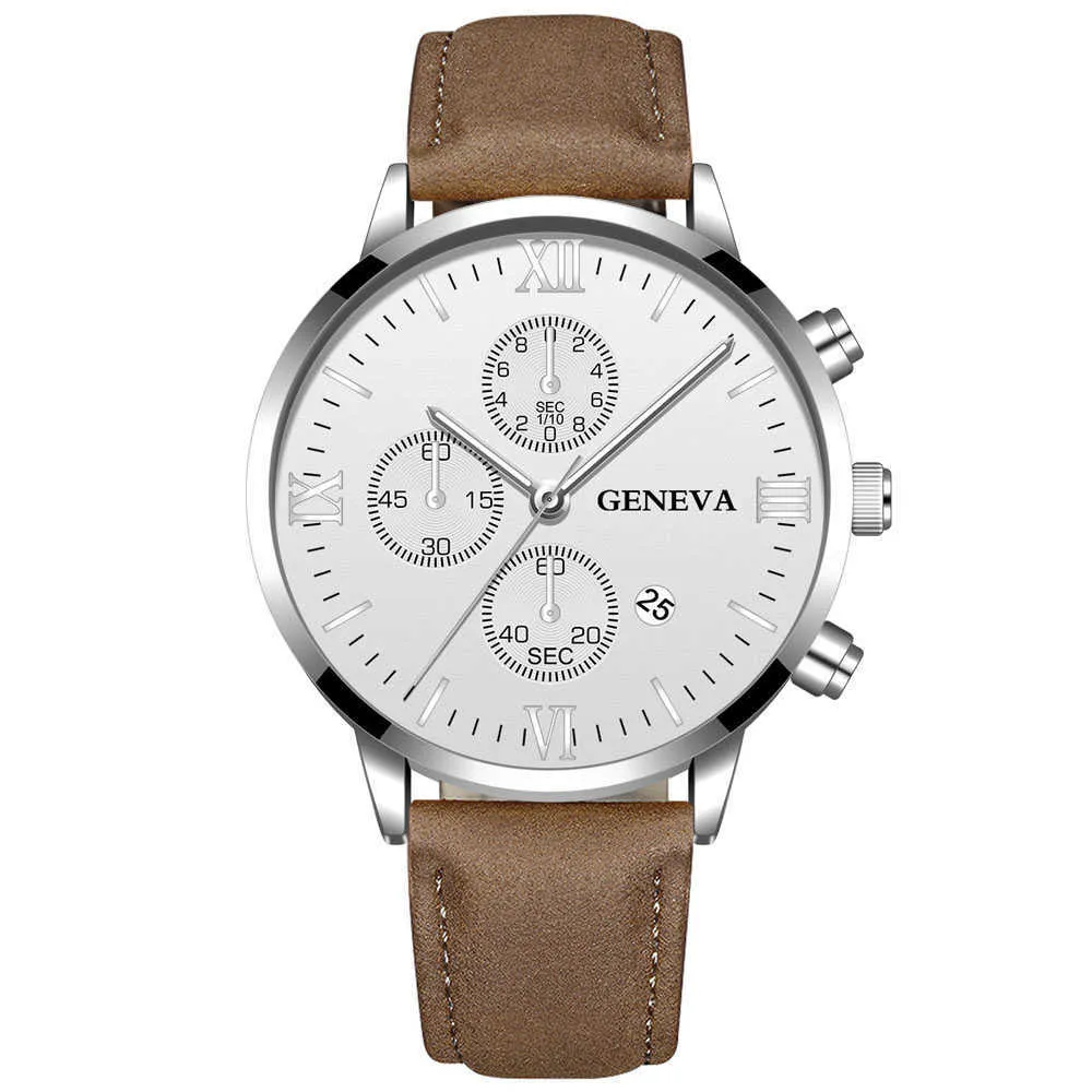 Moda Ginevra Uomo Data Cassa in lega Pelle sintetica Analogico al quarzo Orologio sportivo Orologio maschile Top Brand di lusso o