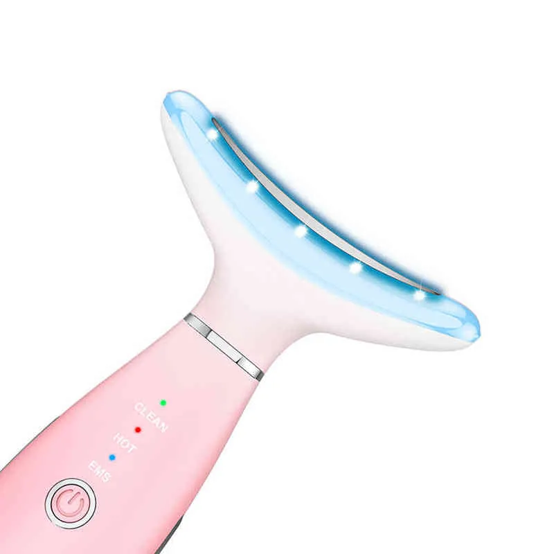 LED Photon Therapy Neck Face Lifting Tool Massage Vibration Skin Tighten Reduce Double Chin Anti-Wrinkle Remove Device 220512