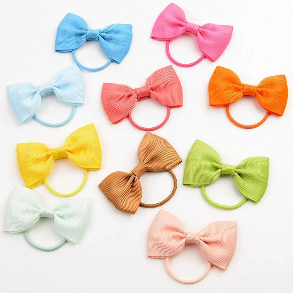 Baby hair accessories children`s solid color rubber band bow lovely hair circle Beibei same style 023