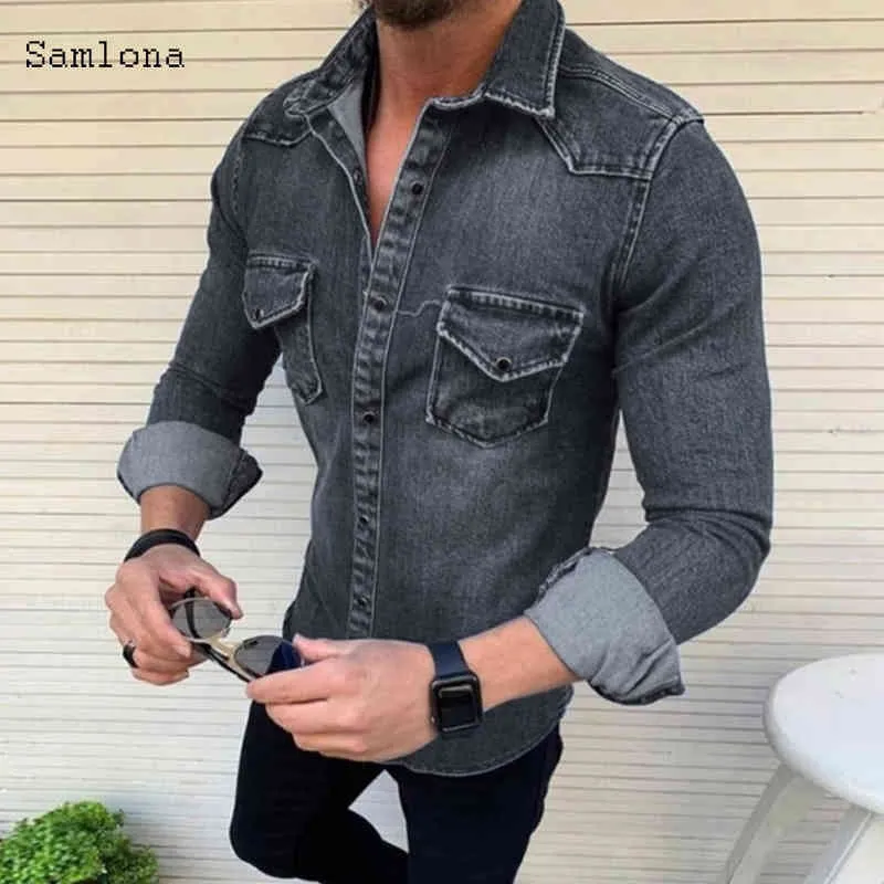 Erkek denim ceketler uzun kollu jean dış giyim artı boyut 3xl erkek moda sonbahar yeni rahat sokak kıyafeti kot ceket ince stil y220803