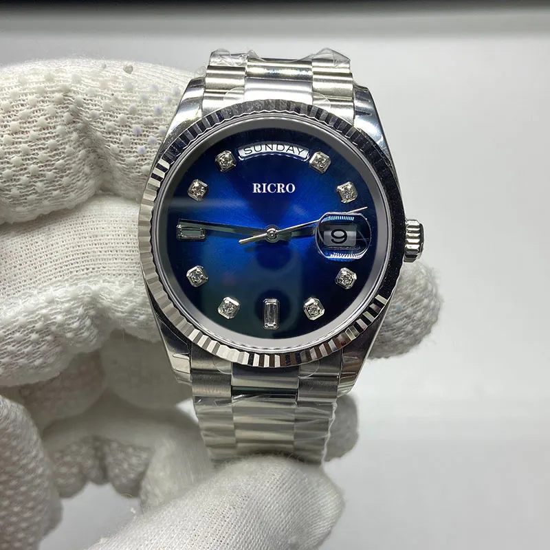 EW Factory Luxury Mechanical Men's Watch 36MM2836 Automatic Sport Diamond Index dial225H