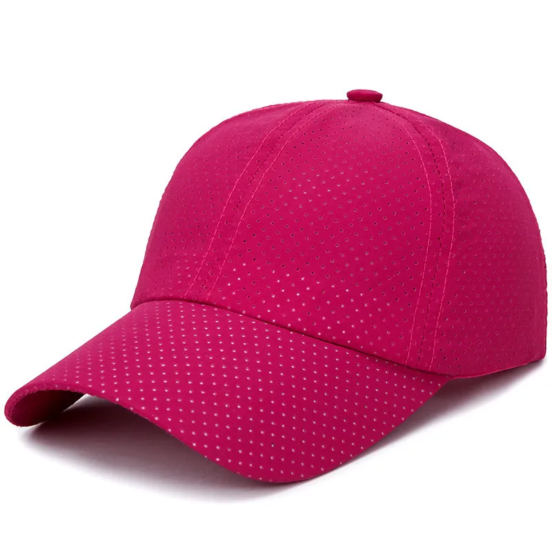 ユニセックスクイックダイリング調整可能な野球帽子男性女性サマーパパメッシュ通気日保護ソイルド野球帽Gorras 220701