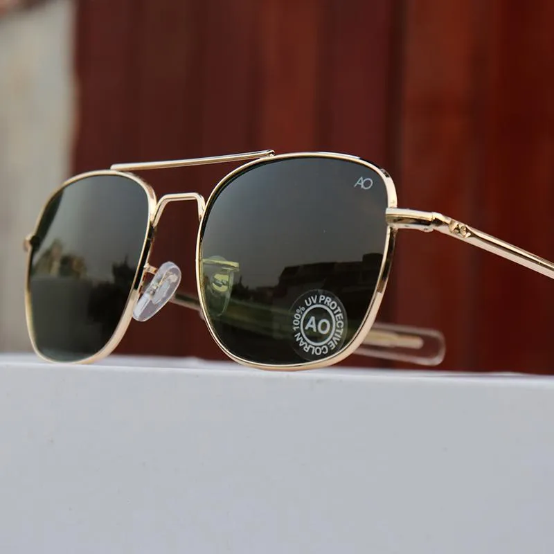 Sunglasses AO Pilot Men Vintage Retro Aviation Sun Glasses American Optical Eyewear Original Box Case Gafas De Sol Hombre274d