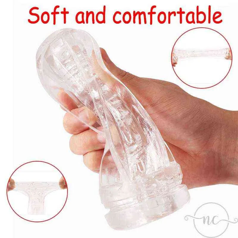 NXY SEX MAY MASTURBATERS 남성 Masterbator 컵 투명한 진공 y 맑은 질 나선형 부드러운 음모 실리콘 성인 장난감 0412