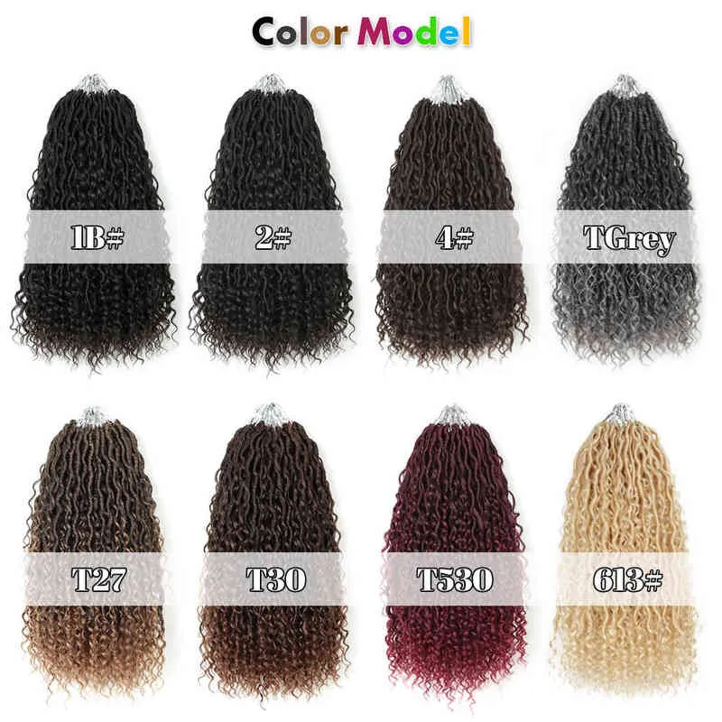 14-26 Inch Goddess Faux Locs Crochet Hair Soft River Curly Ombre Synthetic Braiding Extensions 613 Expo City 220610