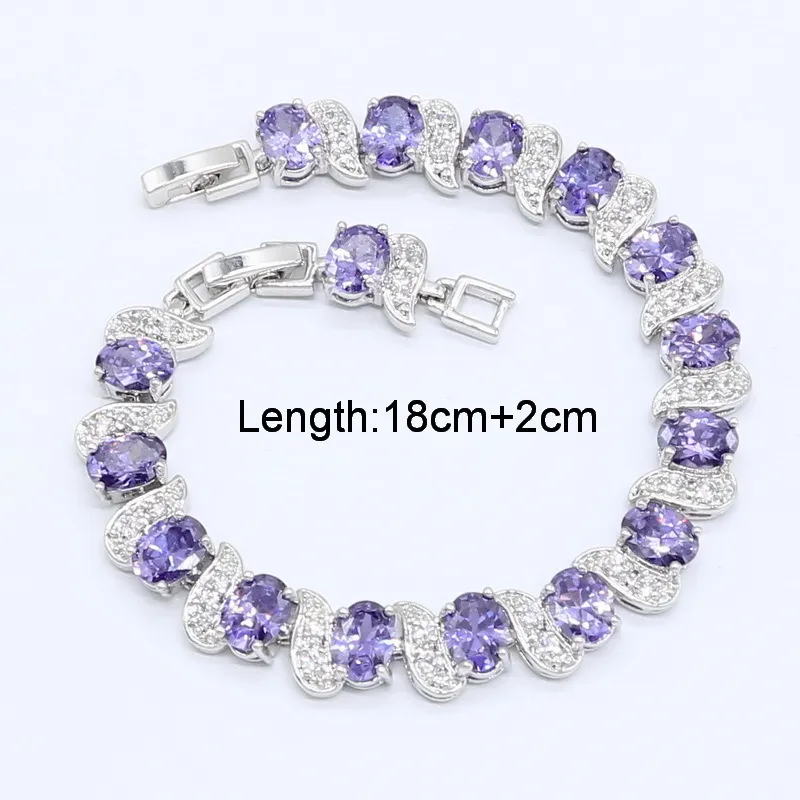 Dubai Jewelry Sets for Women Wedding Purple Amethyst Necklace Pendant Earrings Ring Bracelet Gift Box 220725222D