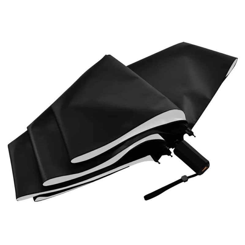 Léger trois parapluie pliant Parasol modèle personnalisé Protection solaire femmes pluie parapluie extérieur revêtement noir 6 nervures 220608