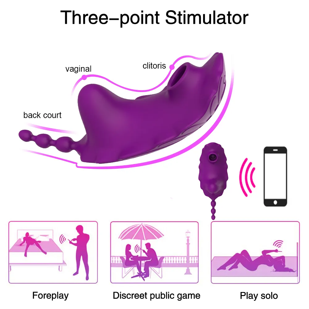 App Bluetooth Wearable Vibrator 9 -lägen suger vibrerande klitoris SPOT STIMULATHER BEE Invisibla trosor Flirta kvinnor spelar varor