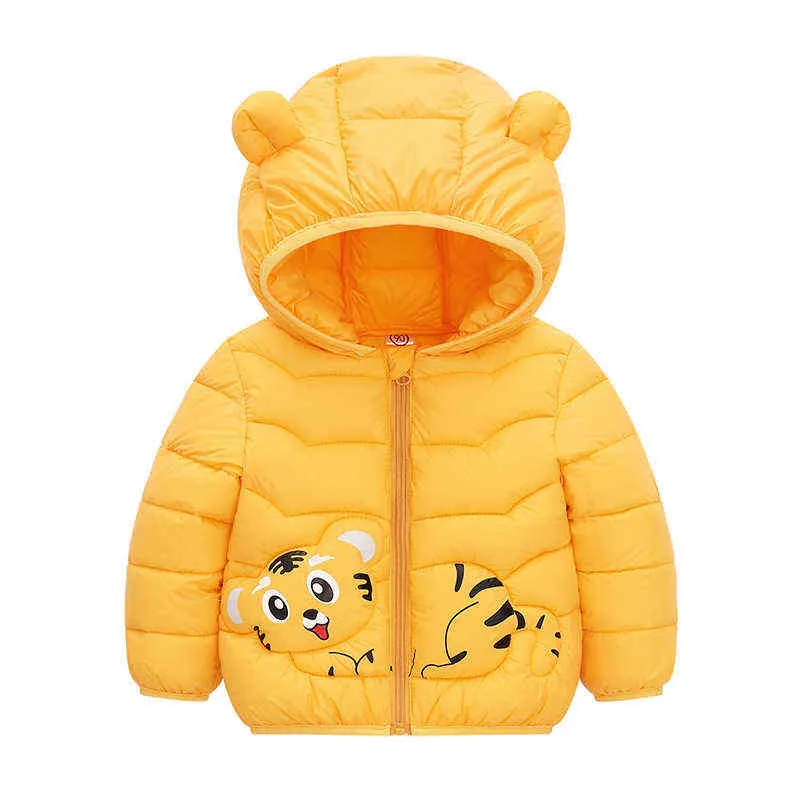 LZH 2022 Autumn Winter Baby Girls Down Ofilted para meninos desenho animado com capuz parka de Halloween traje de Halloween 1-6 anos J220718