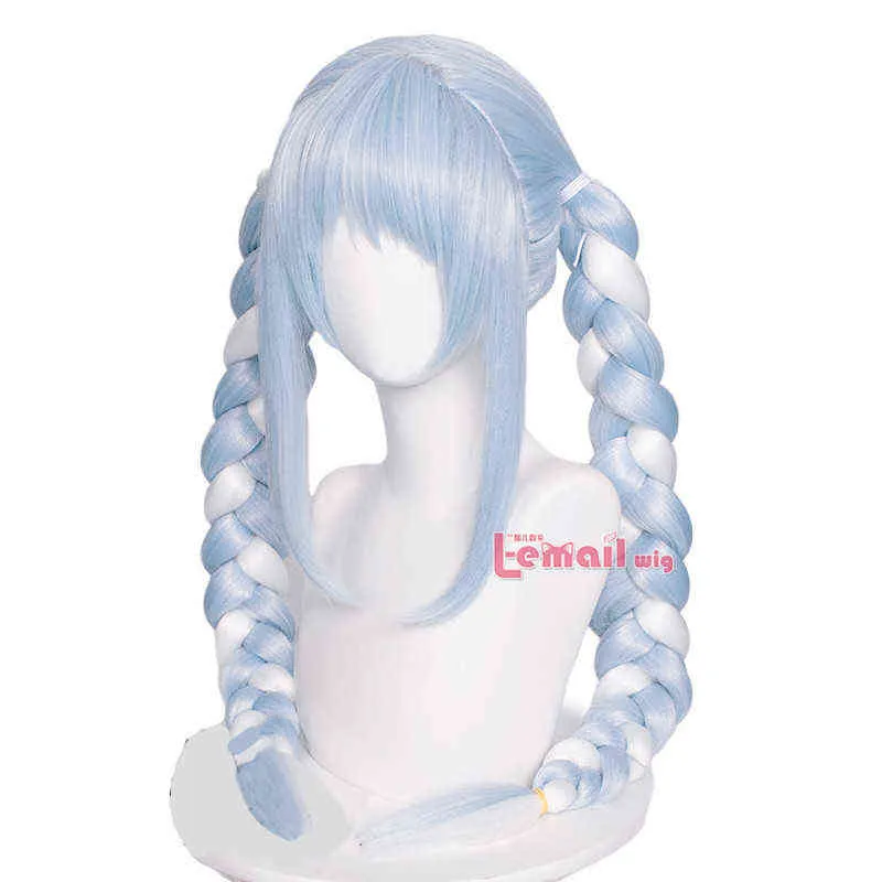 L-EMAIL WIG HOLOLIVE USADA PEKORA COSPLAY WIGS YOUTUBER WIG LONG BRAIDE HAIR PONYTAIL BLUE YET耐性合成220505