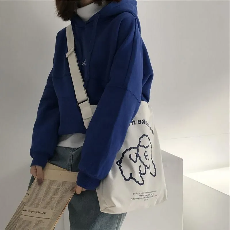 Sac pour femmes Shopper Anime Sacs à main réglable Zipper Print Harajuku Kawaii Toile esthétique Grande capacité Sacs fourre-tout épaule CX220325