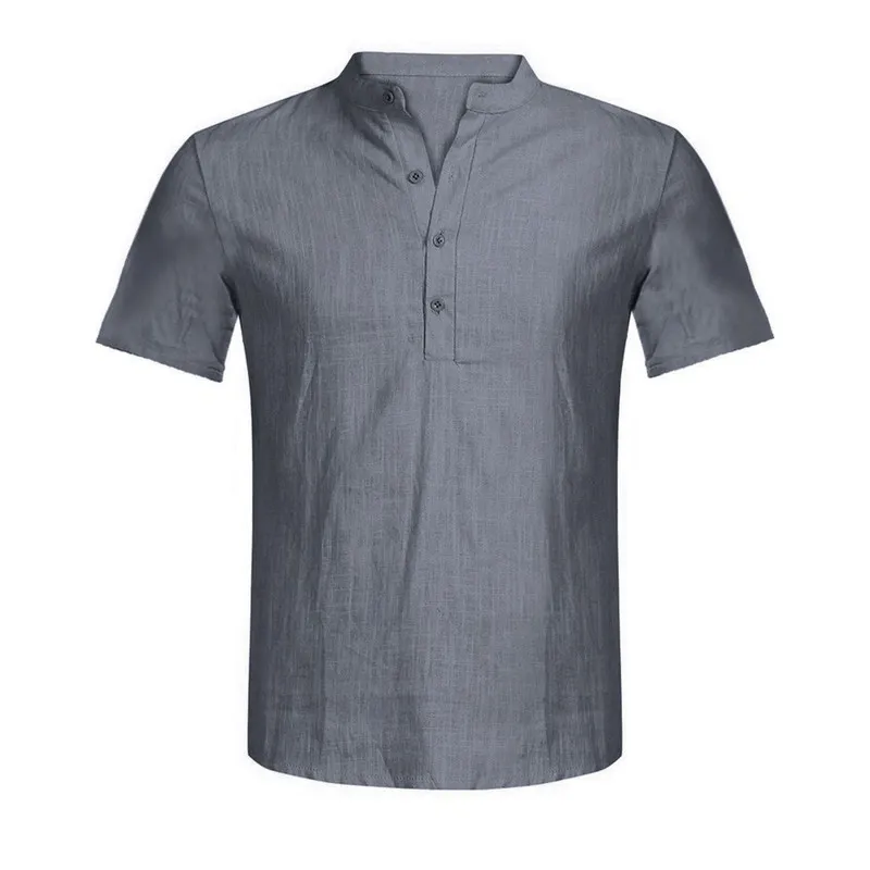 Printemps automne été décontracté beaux hommes chemise hommes chemisier décontracté coton lin chemise hauts amples à manches courtes t-shirt 220527