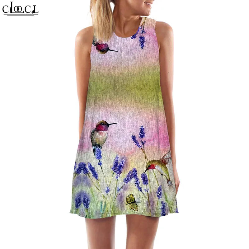 Women Tank Tops Dress Spring Landscape Graphics 3D Printed Loose Dress Sexig kort Summer ärmlös klänning Kvinnor 220616