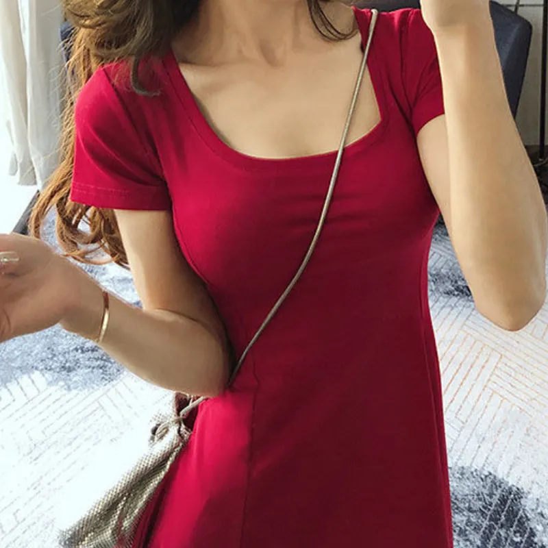 Dress Women Solid Ruffles Sexy Lady Skinny Stretchy Mini Dresses Female Clothing A-line Slim Ulzzang Beach Trendy Cute Girls