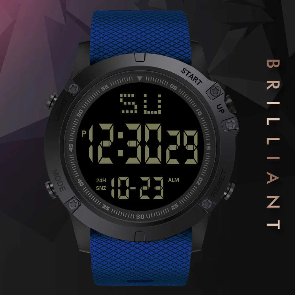 LED montres numériques pour hommes montre de sport cadran en verre 30M étanche bracelet en résine montre-bracelet mâle horloge Horloges Mannen livraison directe