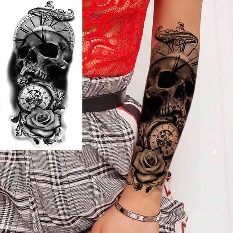 NXY Temporary Tattoo Pirate Ship Anchor s for Men Women Adult Rose Flower Skull Fake Body Art Tatoos Large 0330