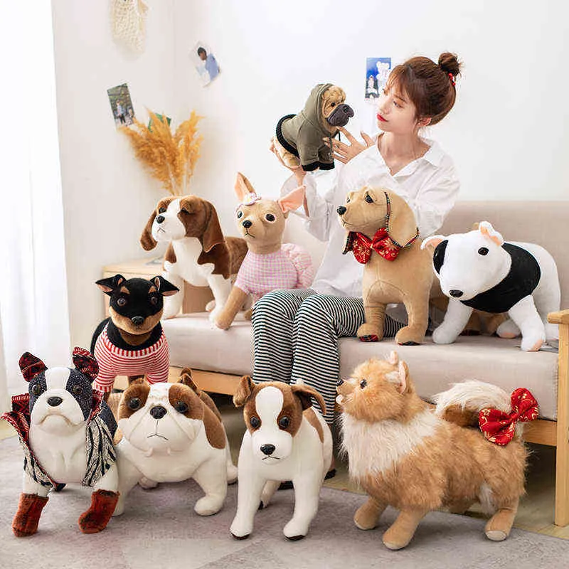PC CM Styles Simulation Dog Plush Toys Cute Chihuahua Bulldog Dolls Home Decor Birthday Present For Children Baby J220704