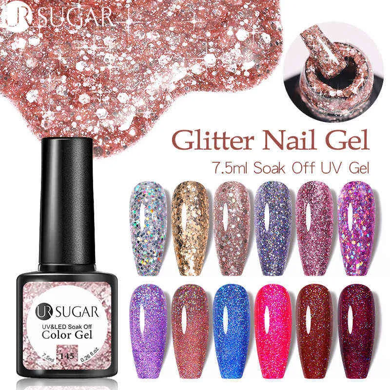 Nxy Nail Gel Gel 7 5 мл блестящие УФ-польский Bling Sequins Rose Gold Silver впитается на маникюр Лак База Топ 0328