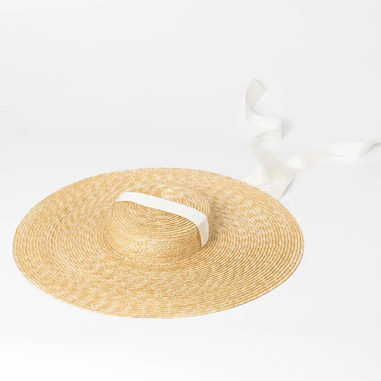 قبعة شاطئ واقية من الشمس الصيفية الأنيقة والطبيعية قبعة 15 سم واسعة الحافة السيدات قبعة الشريط فتاة القوس 220525
