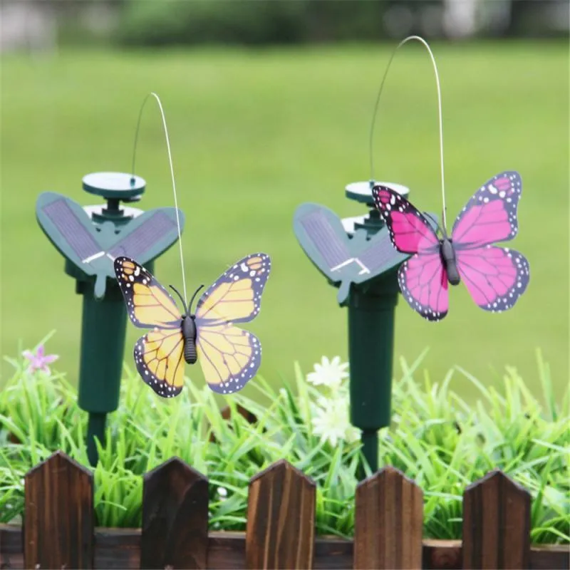 Garden Decoration Solar Powered Dancing Fluttering Butterflies Flying Humming Bird Yard Outdoor Home Farmland 220721