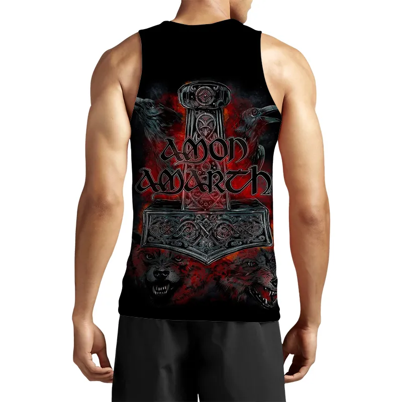 Jumeast Canotte da uomo Gilet stampato 3D Amon Amarth Oversize Creativo Streetwear T-shirt senza maniche estive donna Sport Pullove 220622