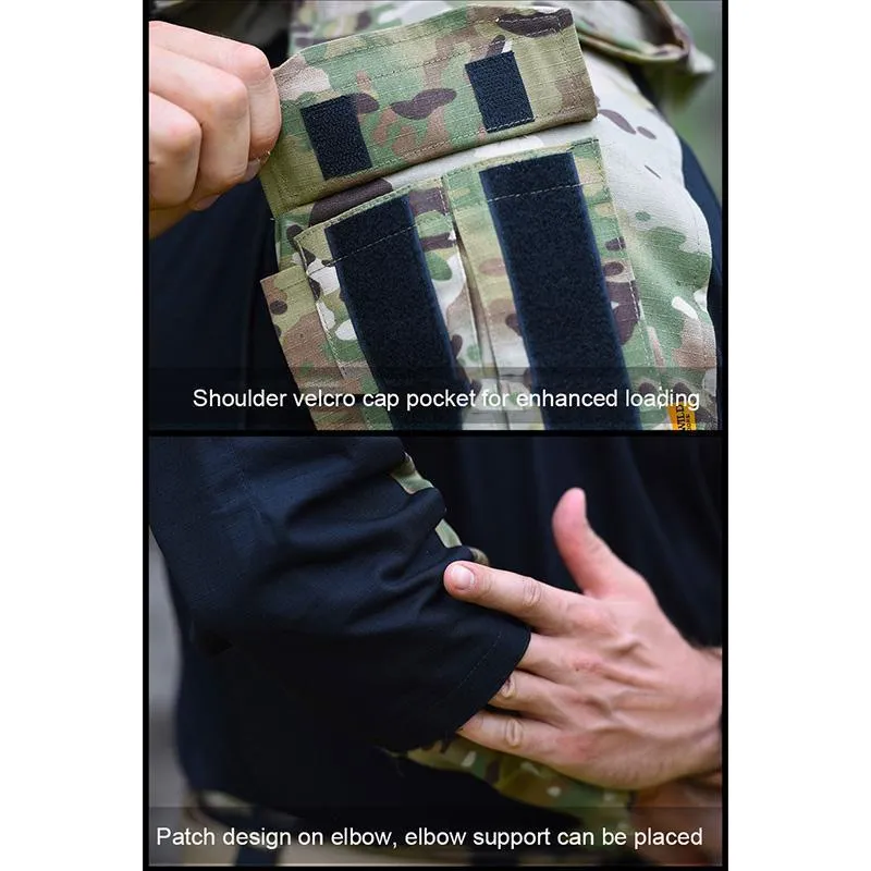 メンズフーディな戦闘Tシャツ、戦術的な狩猟シャツの戦闘制服カモフラージクールなフード付き長袖メンズTシャツ装備220323