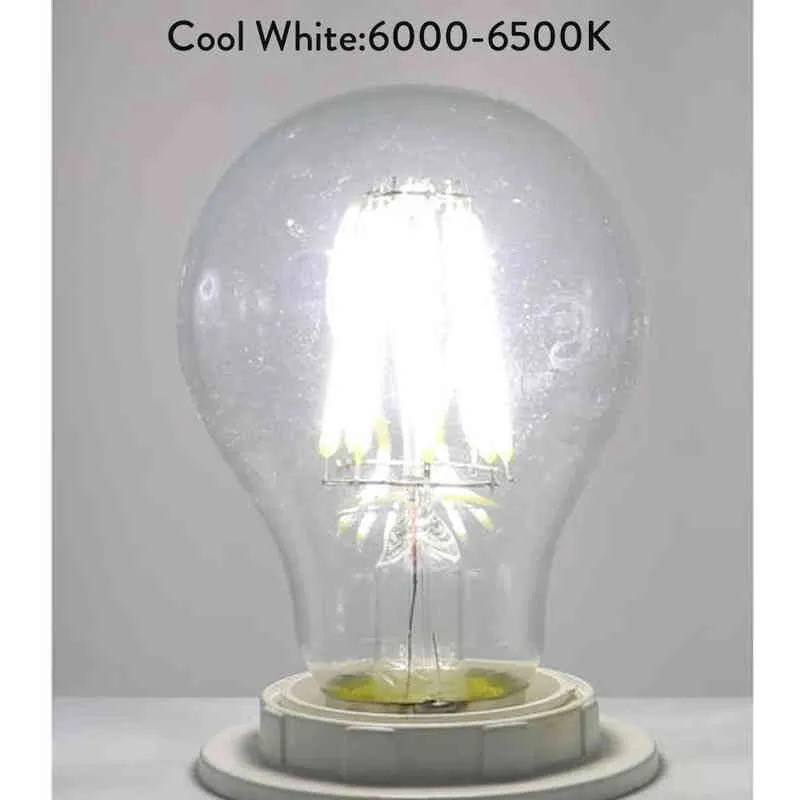 Retro LED Filament Light Lamp E27 2W 4W 6W 8W A60 B22 Bayonet Vintage Edison Led bulb AC 220V Clear Glass Shell H220428