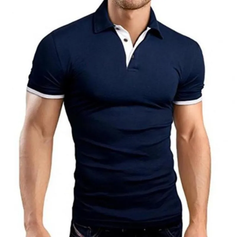 Abbigliamento da uomo Camicia da uomo Manica corta Oversize Colore a contrasto Colletto rovesciato T-shirt estiva morbida e aderente l'uso quotidiano 220606