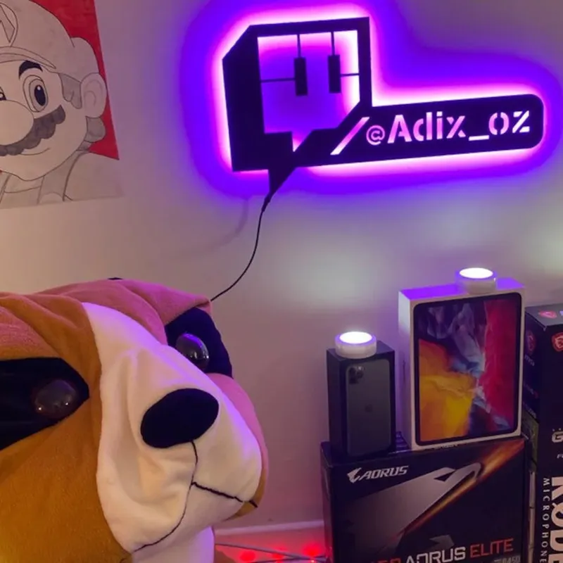 Personnalisez le nom d'utilisateur Twitch Led Neon Sign Wall Lamp Custom Tag Night Light pour Gamer Room Decor 16 couleurs peuvent être changées 220615