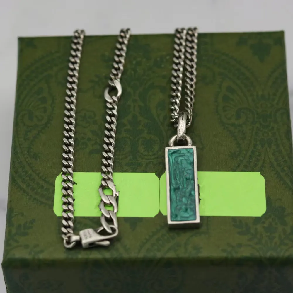 22ss jewelry 925 silver G letter Green Enamel Pendant Necklace men's and women's fashion bracelet holiday gift227H