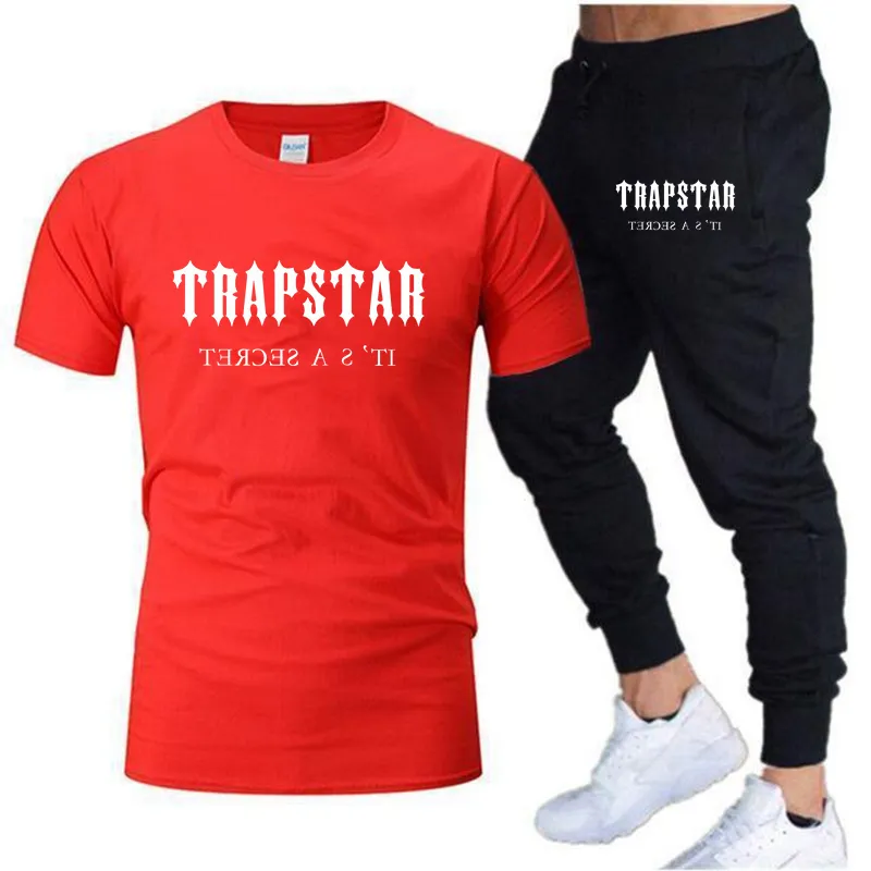Летние повседневные мужские футбольные брюки костюма Trapstar Бренд с коротким рукавом набор для печатных хлопчатобумажных рубашек бегает спортивную одежду мужская спортивная одежда 220611