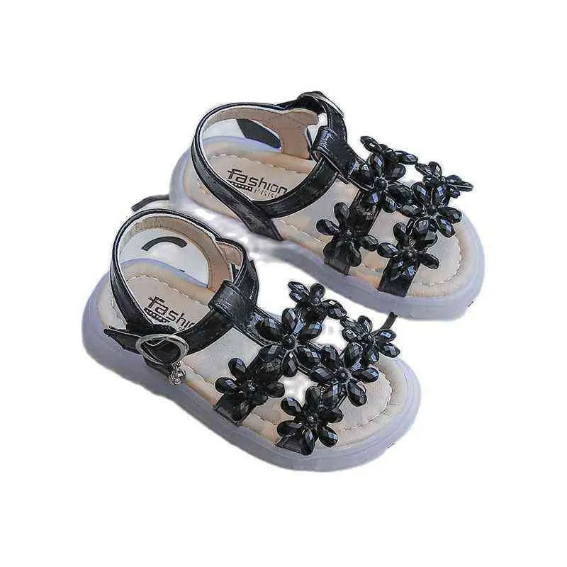 1-6 Year Old Fashion Rhinestone Flower Princess Summer Sport Little Girl Beach Sandals 2021 For Kids Sandals Baby Children Shoe G220523