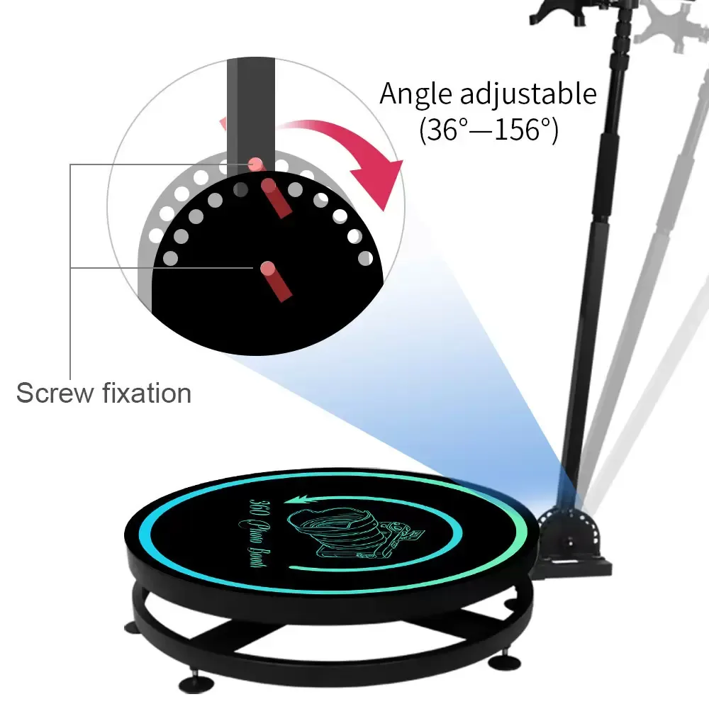 Caméra de stand 360 Po pour événement de mariage, ordinateur portable 100cm 40 pouces avec Flight Case 68CM 80CM 100 CM 115 CM Spin Pobooth Machine191g