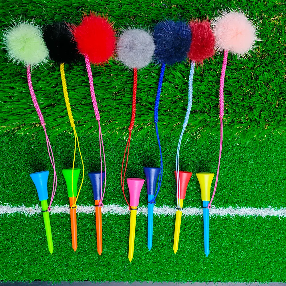 5 pezzi di gomma golf teesdifferenti colori 4cm imitazione in mostre di visone peluche la corda fatta la perdita di golf golf regalo golf